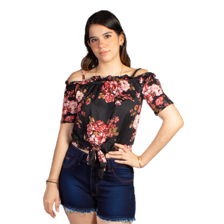 Blusa campesina brush con estampado de flores Unitalla