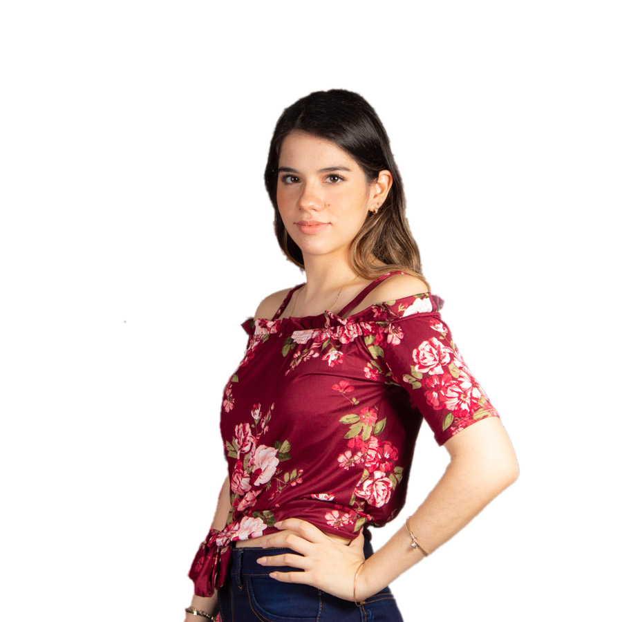 Blusa campesina brush con estampado de flores Unitalla