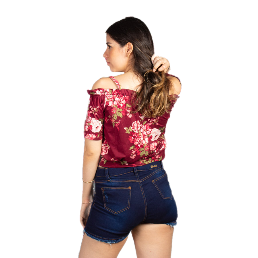 Blusa campesina brush con estampado de flores Unitalla