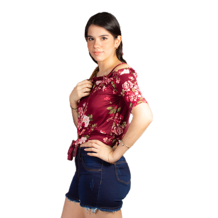 Blusa campesina brush con estampado de flores Unitalla