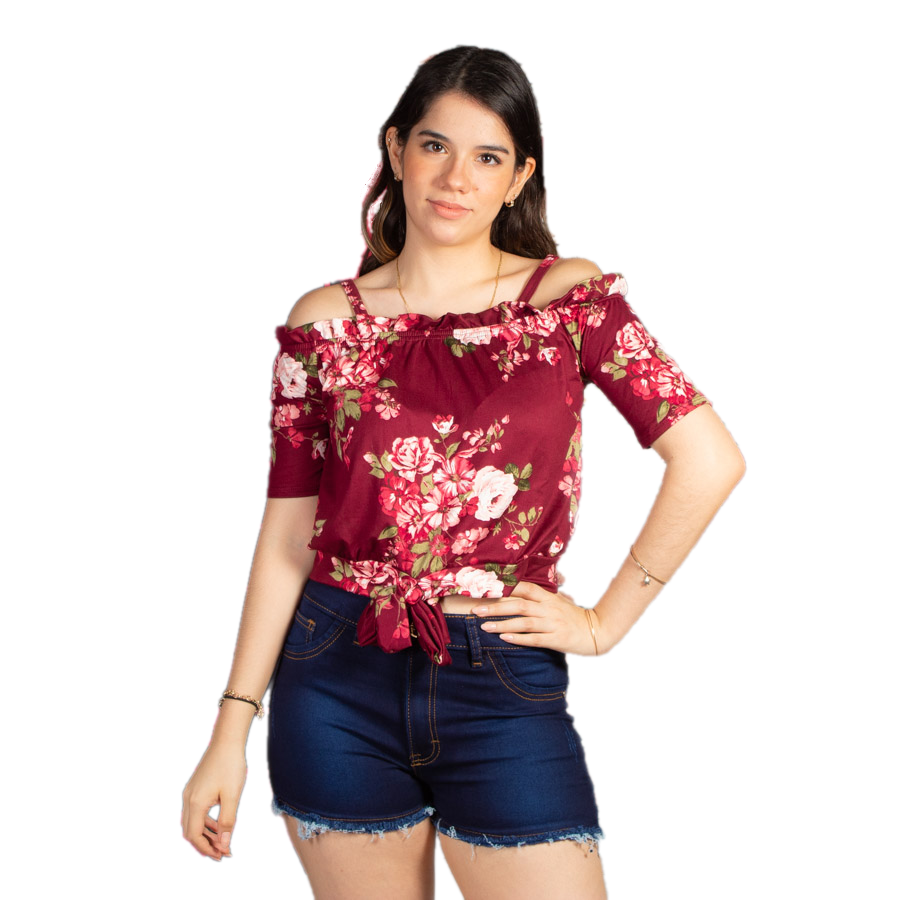 Blusa campesina brush con estampado de flores Unitalla