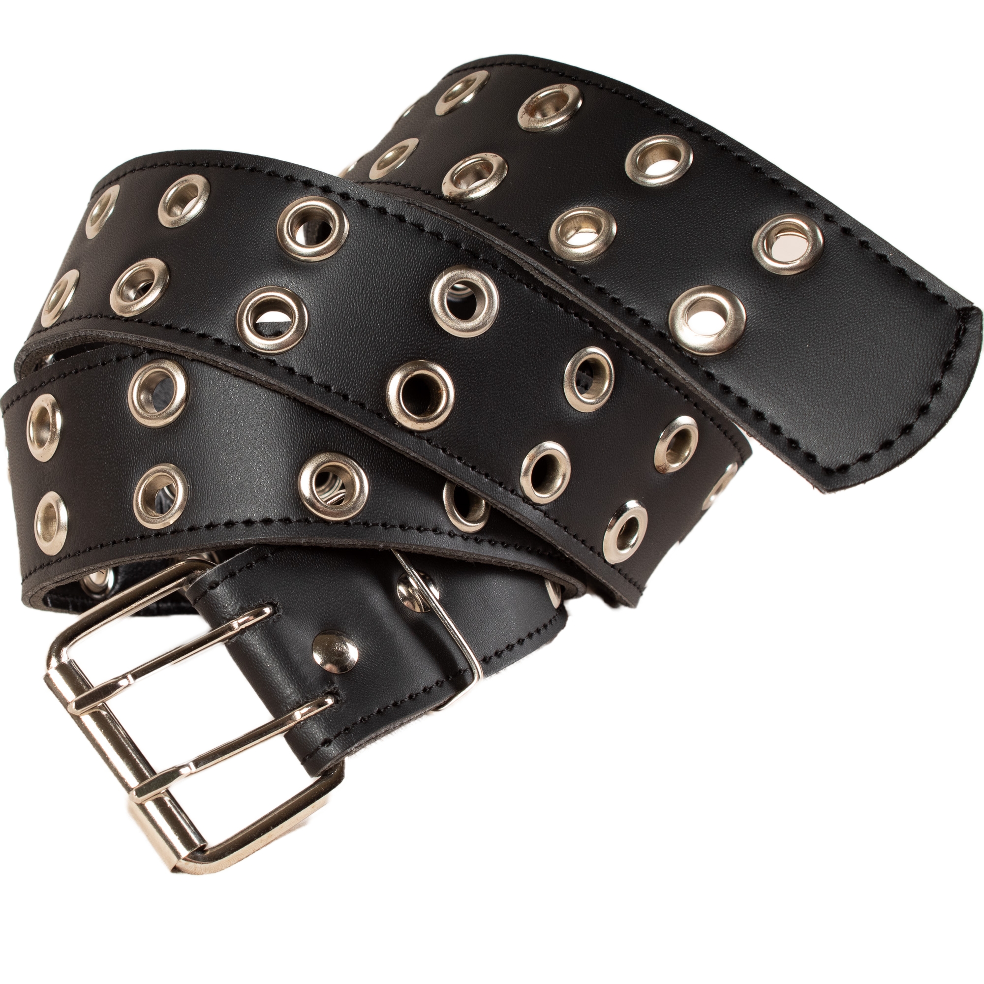 Cinturón Hebilla Cuadrada Hombre Ojales Metálicos Rockero