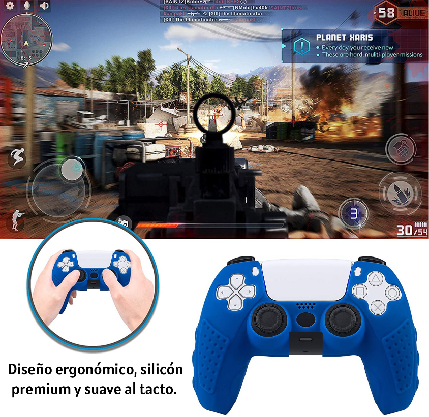 PS5 Dualsense Funda De Silicón Azul Control Carcasa + Grips