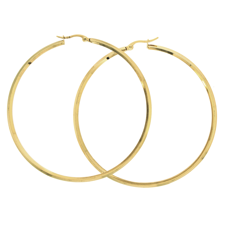 Arracada Para Mujer En Acero Tubular Cuadrado Dorado