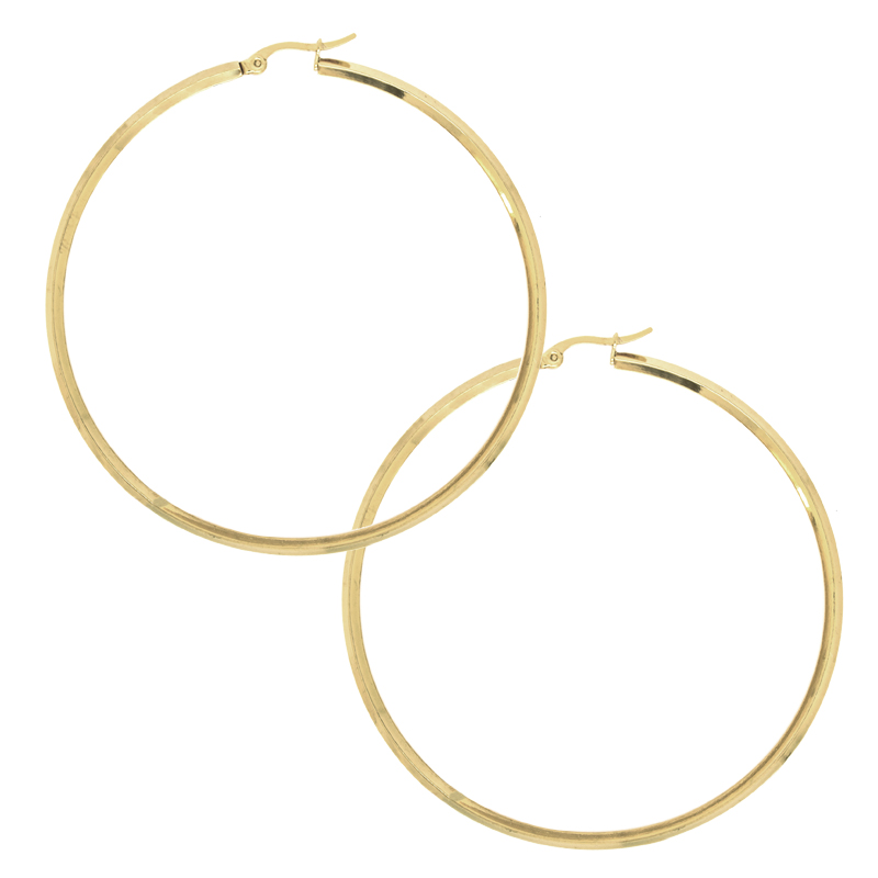 Arracada para mujer en acero tubular cuadrado dorado