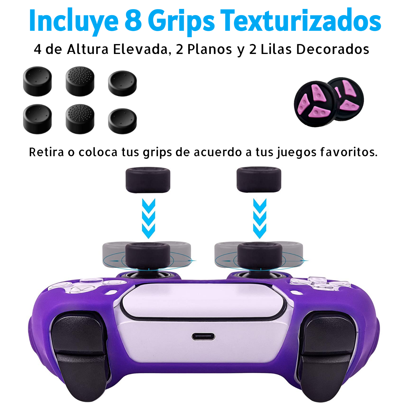 Funda de Silicona + 2 Grips para mando DualSense FR-Tec Brillo Oscuridad.  Playstation 5