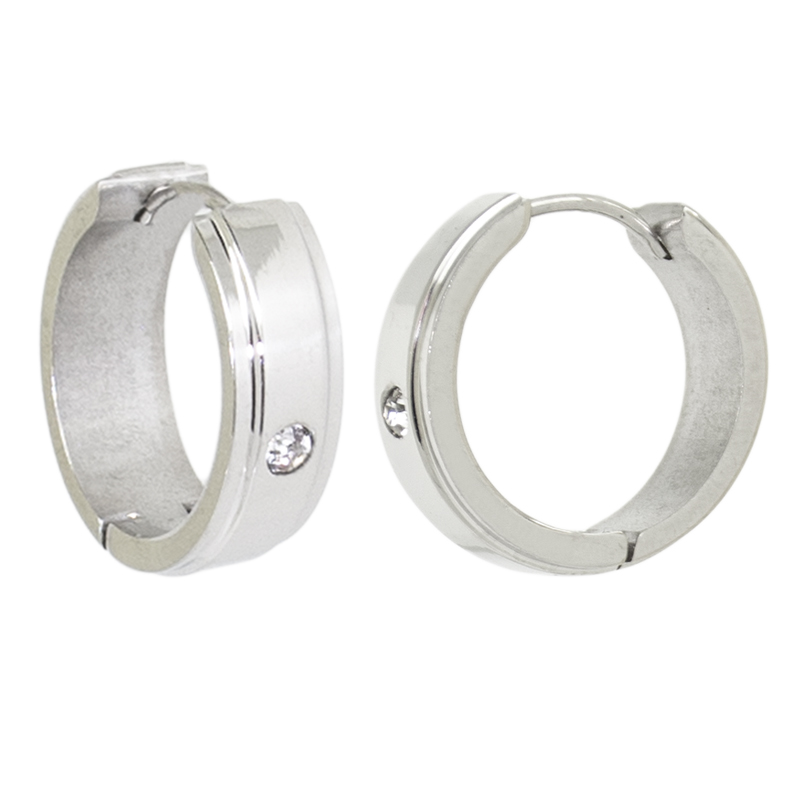 ARETES HUGGIES PARA MUJER DE ACERO CON PIEDRA