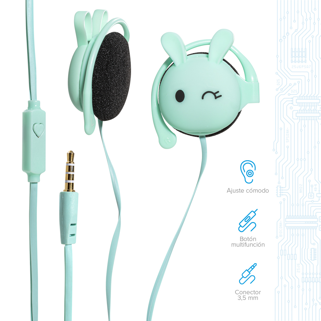 Audífonos In Ear Cómodos con Forma de Conejito Para Oídos Sensibles o Para Niños, Excelente Calidad de Audio