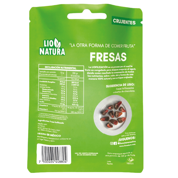 Fresas Liofilizadas Enteras Botana Crujiente 100% Natural