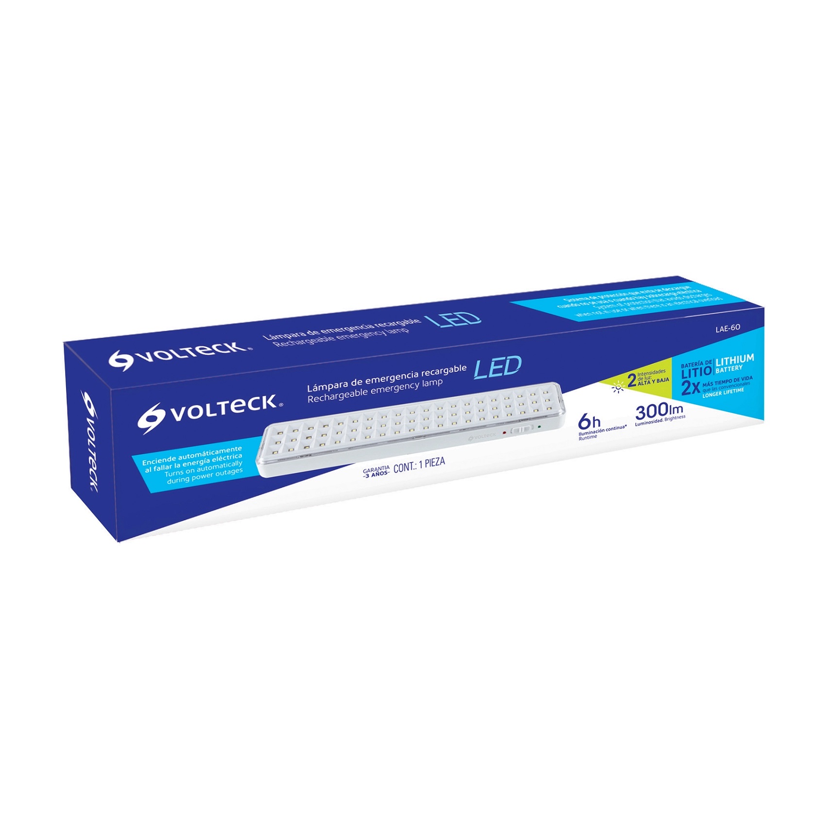 Lámpara de emergencia recargable Voltek 43008 300 lm, 60 LED