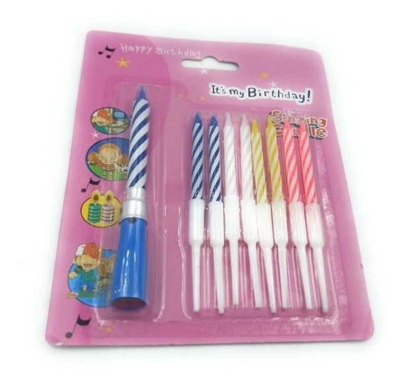 Kit De 8 Velitas D Cumpleaños Con 1 Vela Azul Melodías Musicales