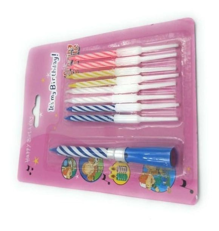 Kit De 8 Velitas D Cumpleaños Con 1 Vela Azul Melodías Musicales