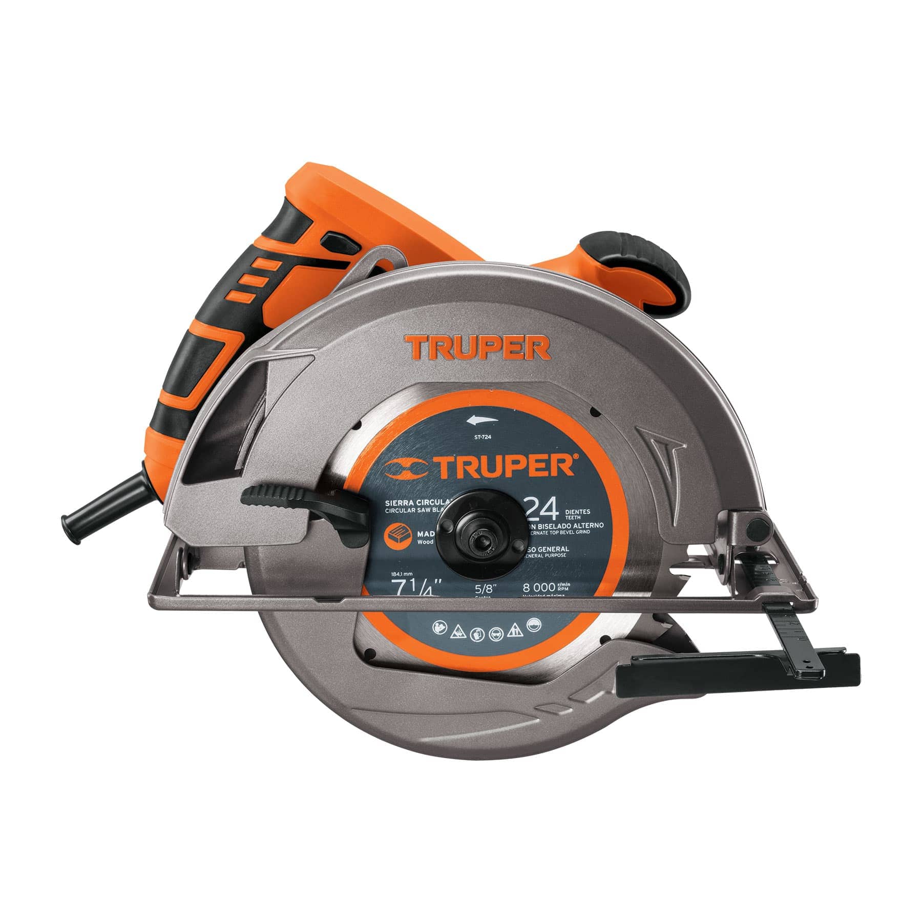 Sierra circular eléctrica 7-1/4" profesional Truper 11004, 1500 W, 60Hz a 127V, Color naranja