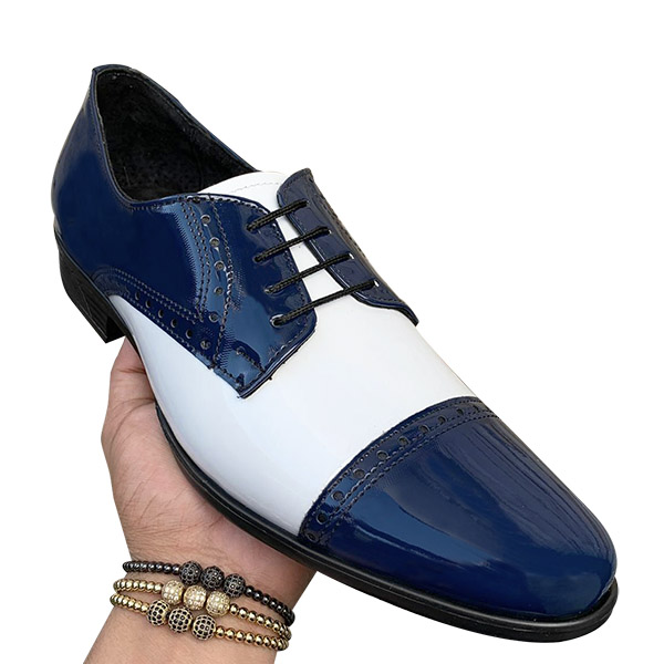 Zapato de Caballero Zanthy Shoes Mod 300 Charol Azul/Blanco