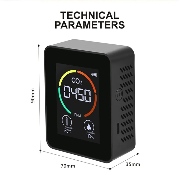Detector De Co2 dioxido de carbono Portátil Interior Multifuncional escuelas, oficina, hospitales medicion