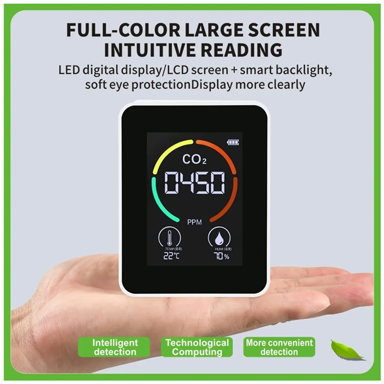 Detector De Co2 dioxido de carbono Portátil Interior Multifuncional escuelas, oficina, hospitales medicion