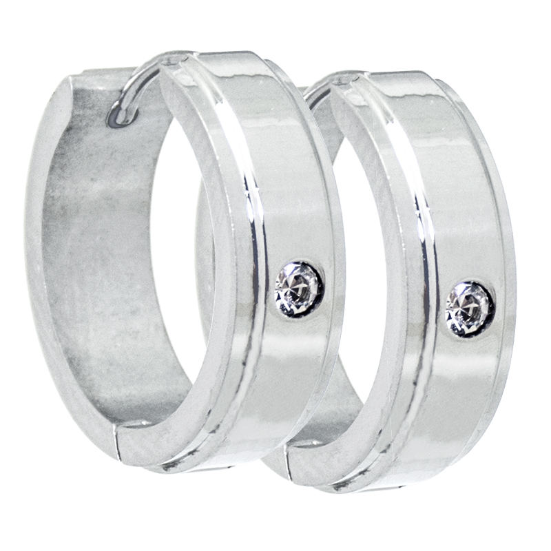 ARETES HUGGIES PARA MUJER DE ACERO CON PIEDRA