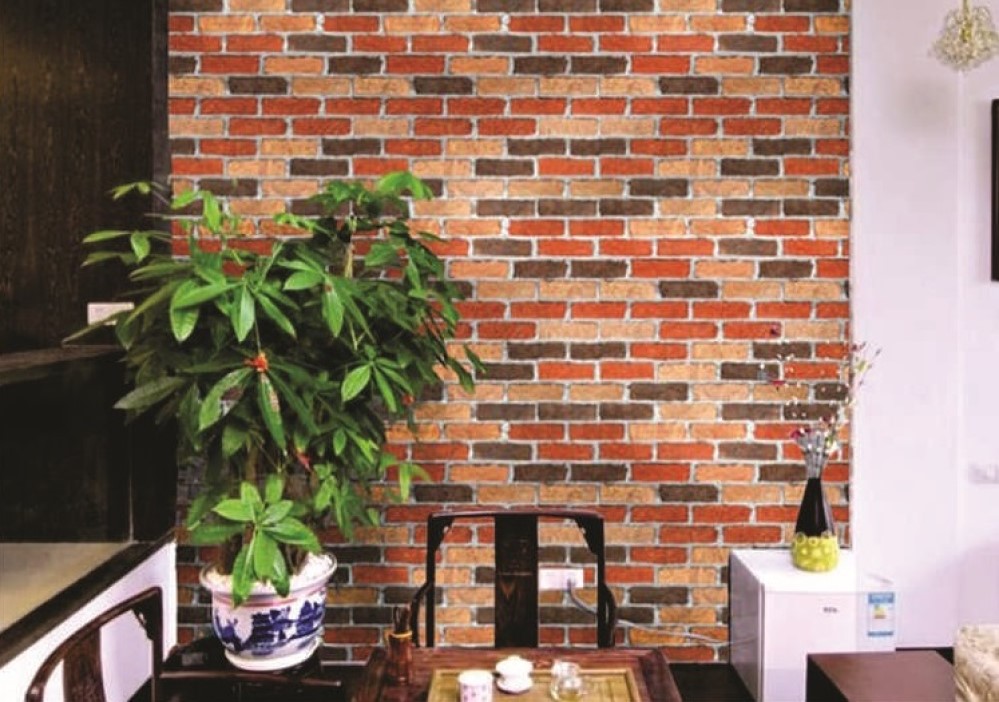 Papel Tapiz Autoadhesivo Ladrillo Clasico Rojo 10m X 45cm TP07