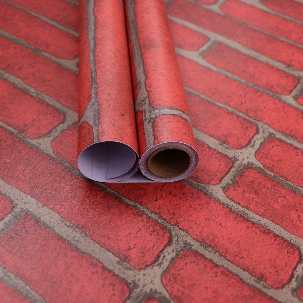 Papel Tapiz Autoadhesivo Ladrillo Rojo Navidad 10m X 45cm TP09