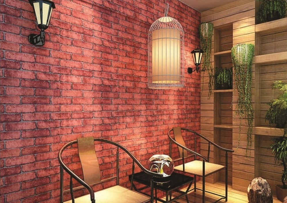 Papel Tapiz Autoadhesivo Ladrillo Rojo Navidad 10m X 45cm TP09