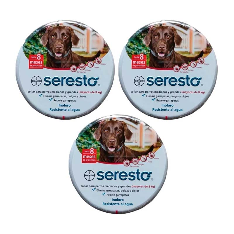 Pack 3 Seresto - Collar Antipulgas Grande Para Perro