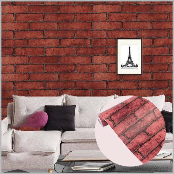 Papel Tapiz Autoadhesivo Ladrillo Rojo Navidad 10m X 45cm TP09