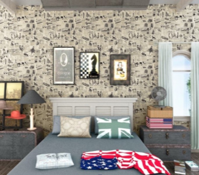 PAPEL TAPIZ ADHERIBLE VINTAGE PERIODICO 10m X 45cm TP30