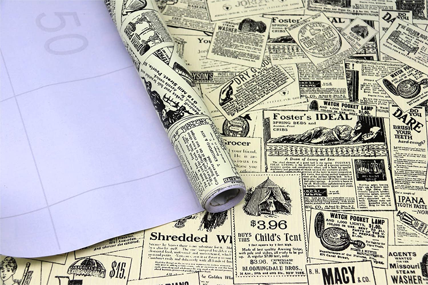 PAPEL TAPIZ ADHERIBLE VINTAGE PERIODICO 10m X 45cm TP30