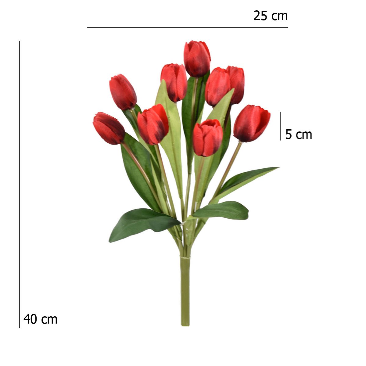 Tulipanes Artificiales Ramo de 9 Flores 40 cm Altura Pack 1 Pz Rojo