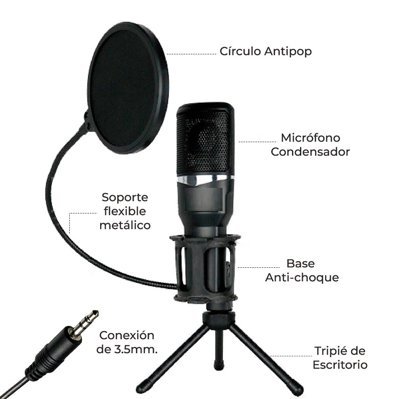 Micrófono De Estudio Para Grabación, clases en linea y video conferencias 