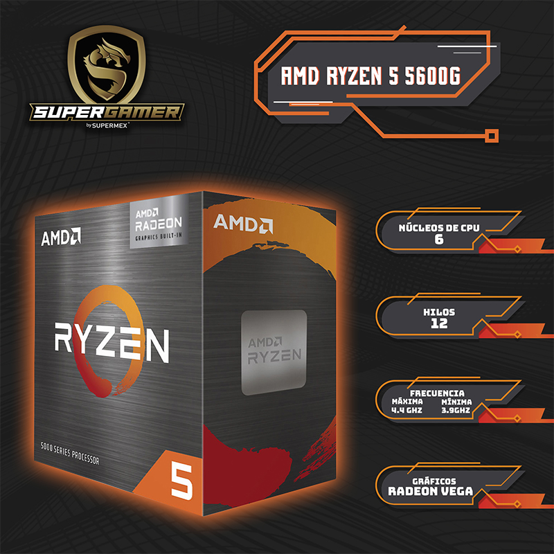 PC GAMER GRIZZLY ASUS RYZEN 5 5600G 16GB SSD M2 256GB + 1TB 