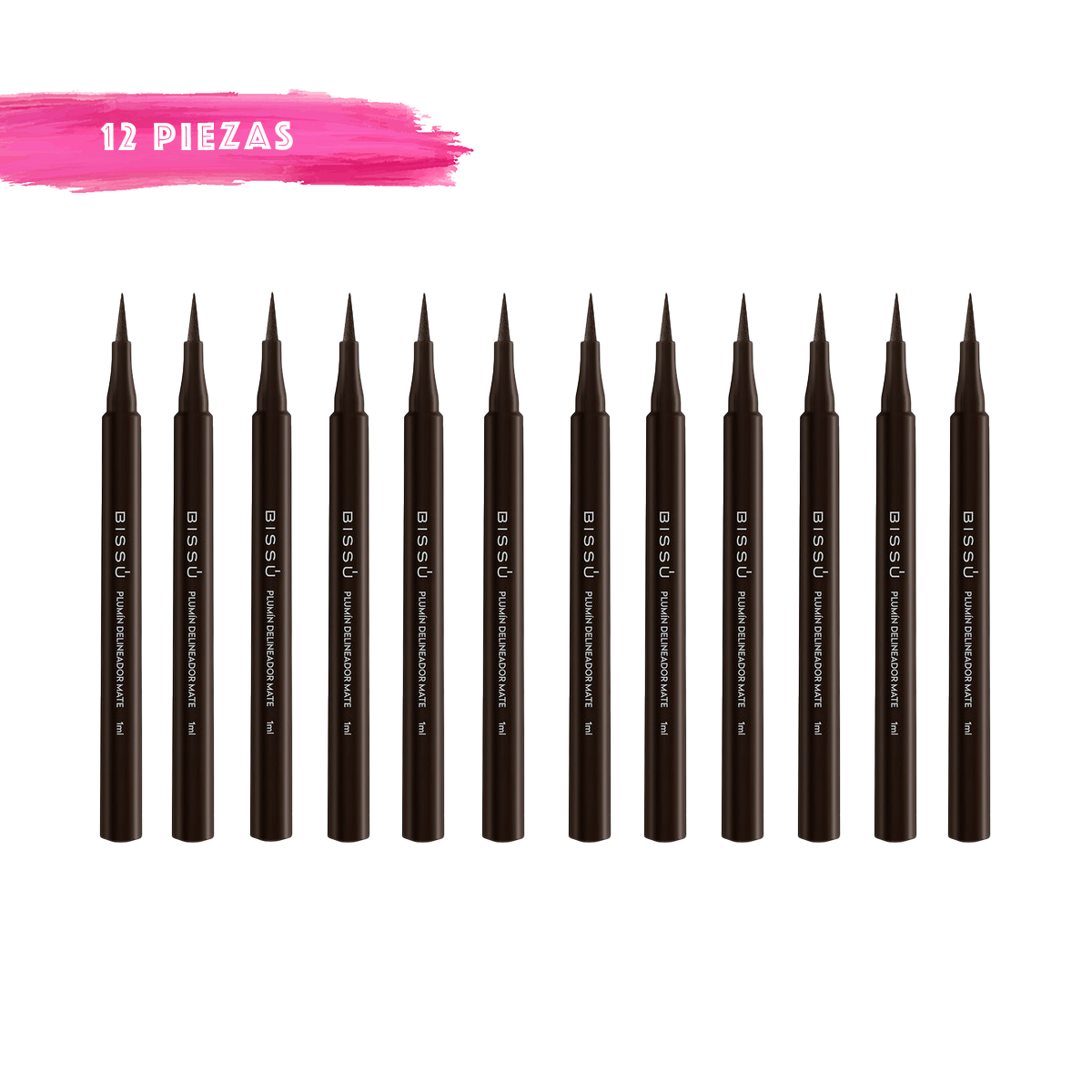 Kit Delineadores Plumin de Ojos BISSU Cafe mate (Set Mayoreo 12 piezas)