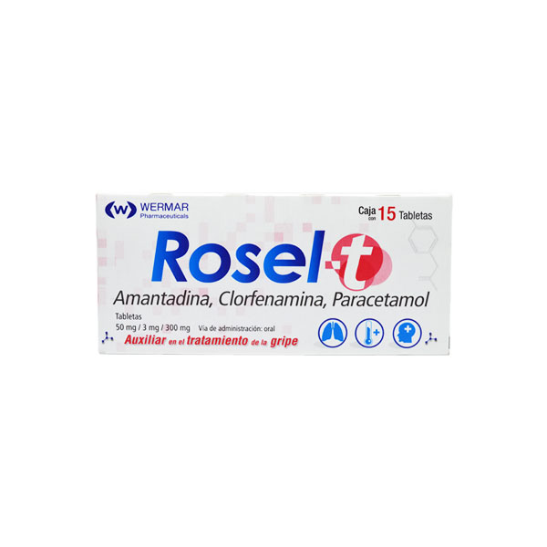 Rosel-t  Amantadina Clorfenamina Paracetamol 15 Tabletas