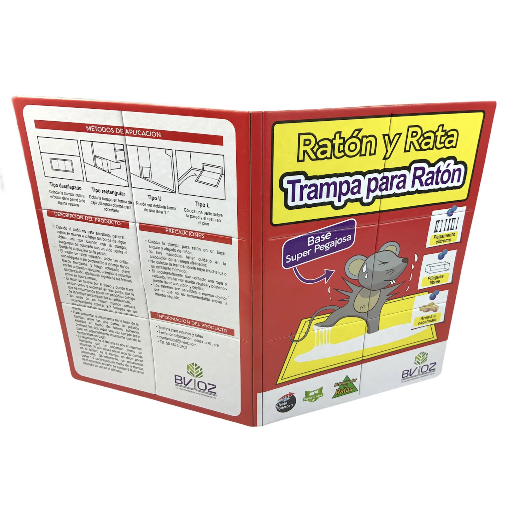 Trampa Pegajosa Grande para Ratón. Plegable y con Aroma Atrayente. 2 piezas