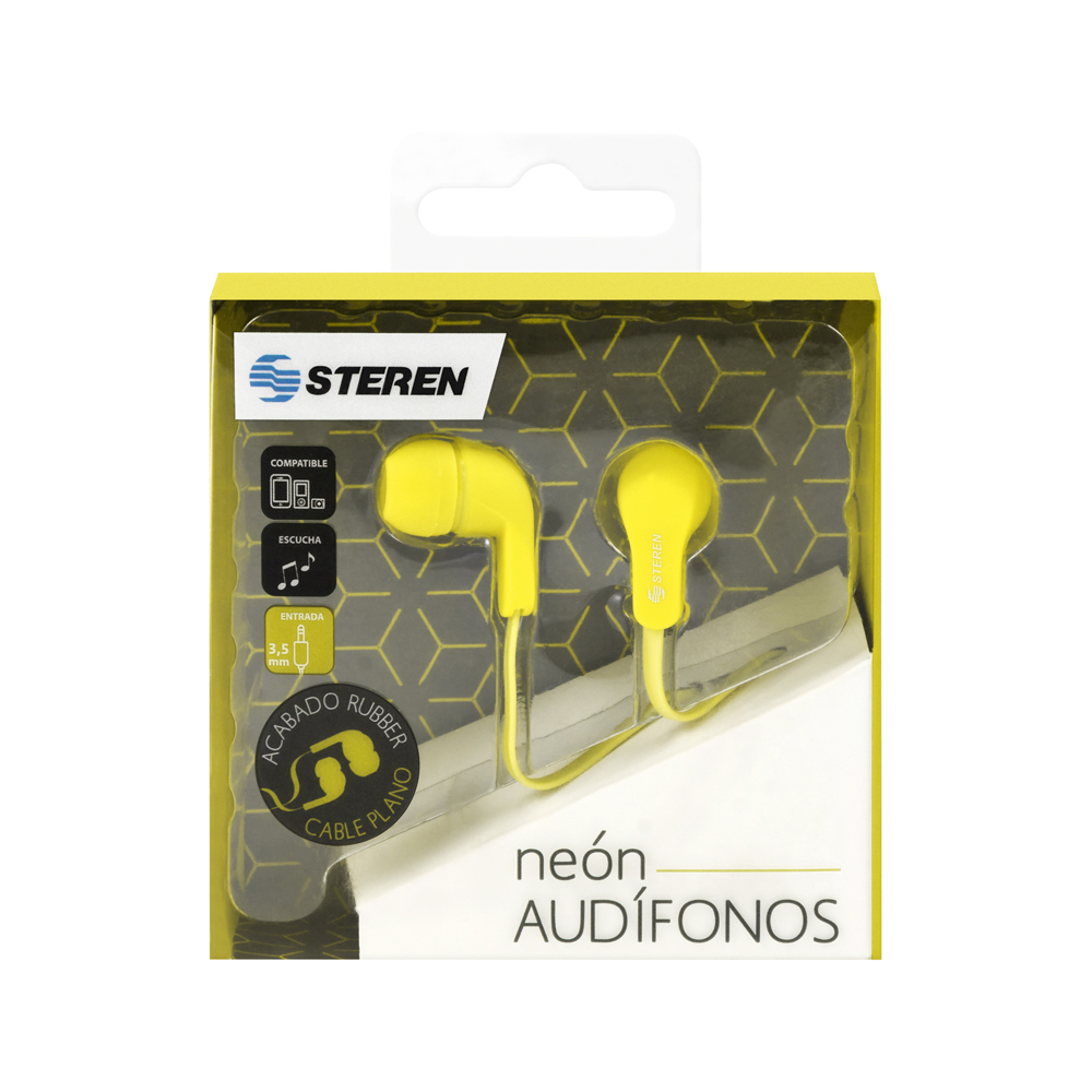 Audífonos In Ear Steren AUD-313 Gomitas Ajustables Salida 3.5 y Cable Plano