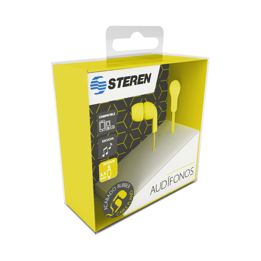 Audífonos In Ear Steren AUD-313 Gomitas Ajustables Salida 3.5 y Cable Plano
