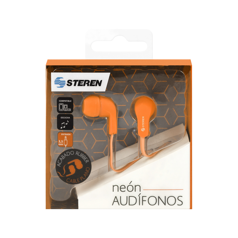 Audífonos In Ear Steren AUD-313 Gomitas Ajustables Salida 3.5 y Cable Plano