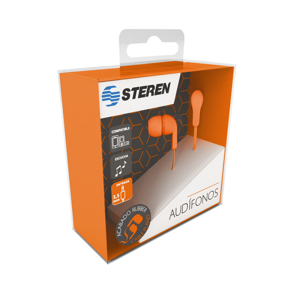 Audífonos In Ear Steren AUD-313 Gomitas Ajustables Salida 3.5 y Cable Plano