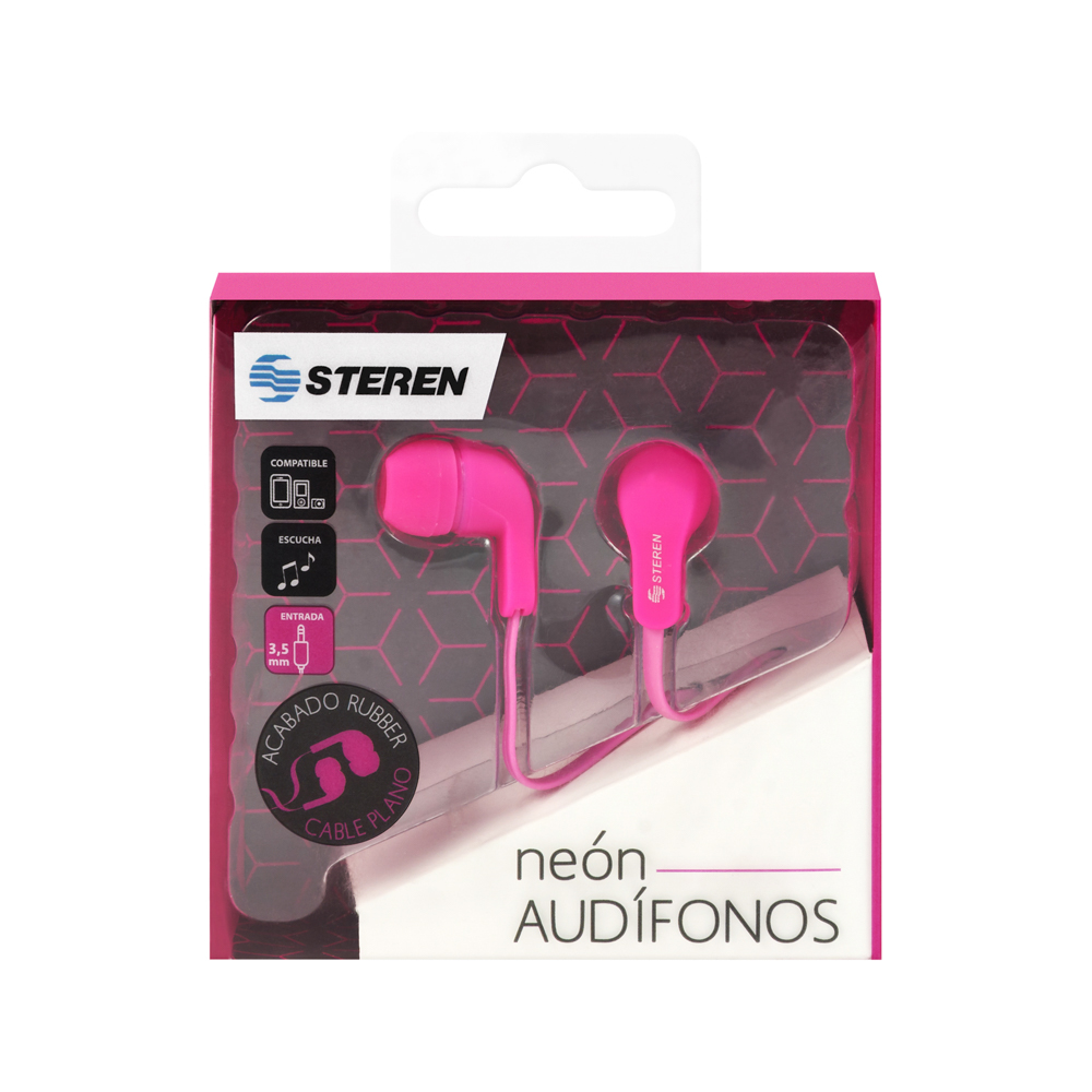 Audífonos In Ear Steren AUD-313 Gomitas Ajustables Salida 3.5 y Cable Plano