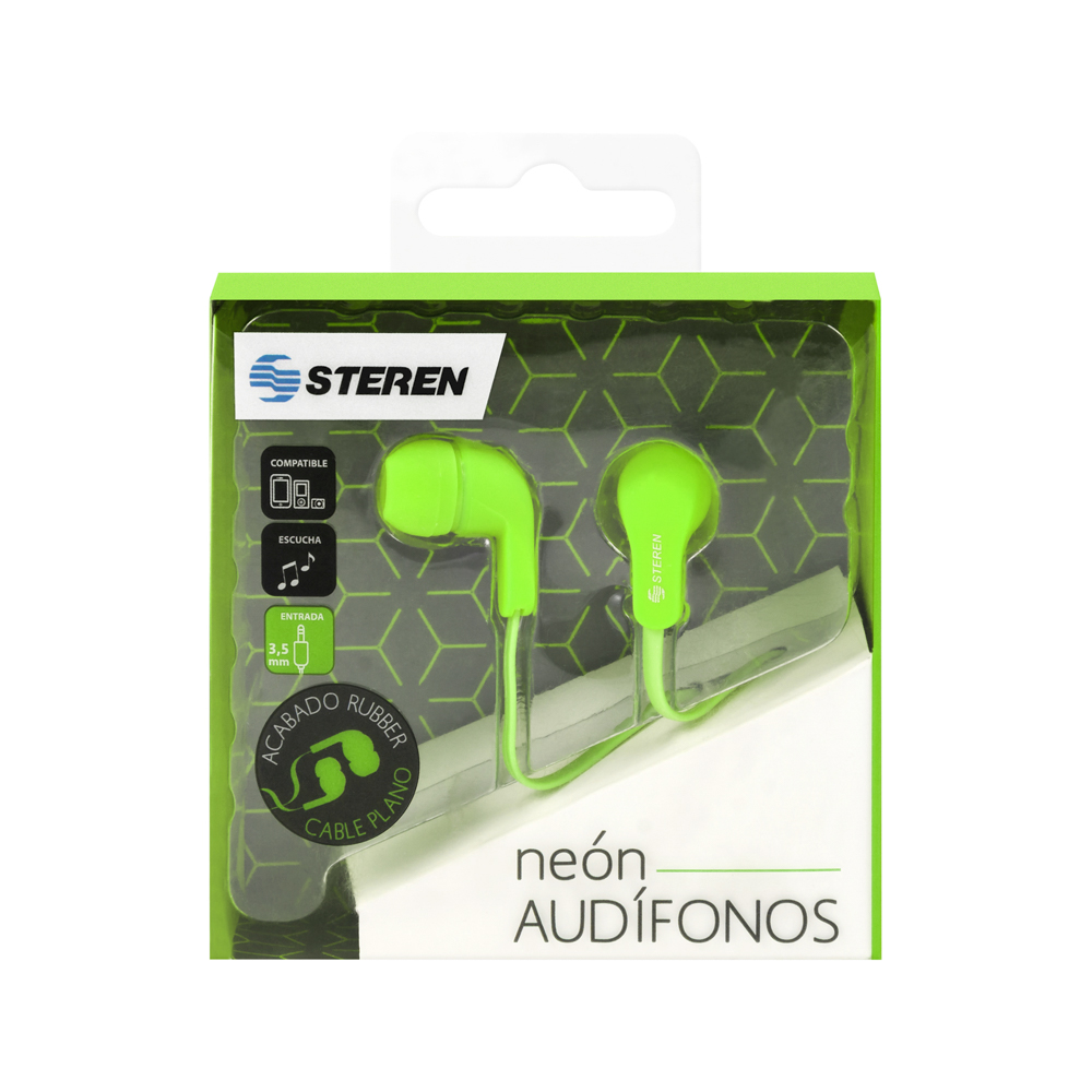 Audífonos In Ear Steren AUD-313 Gomitas Ajustables Salida 3.5 y Cable Plano