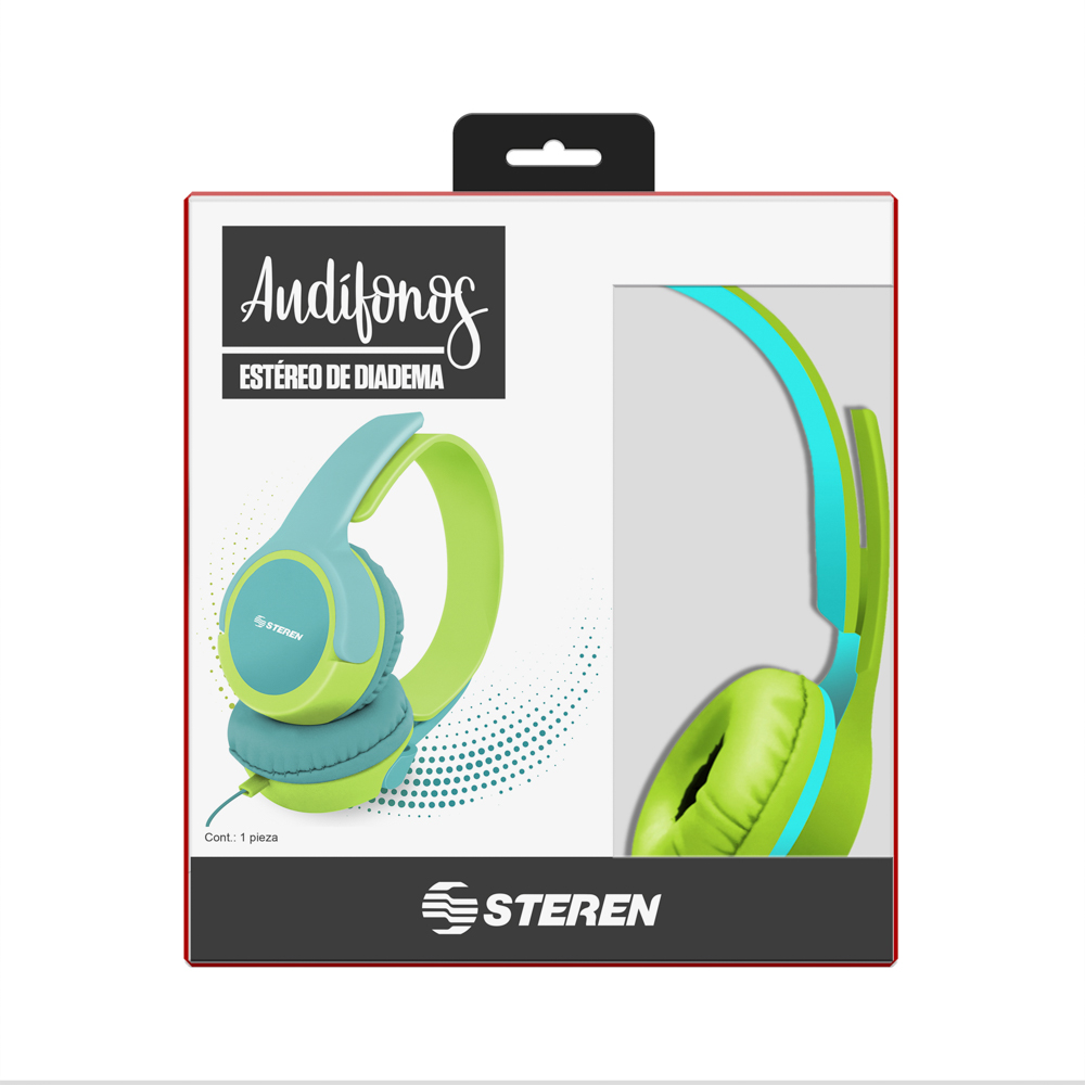 Audífono On Ear Steren con Acabos Suaves AUD-225 Cable de 1.5 mt y colores ideales para ti