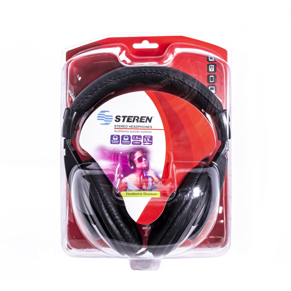 Audífonos On Ear Ajustables Steren AUD-092 Cómodos y con Almohadillas que no permiten el paso del Ruido