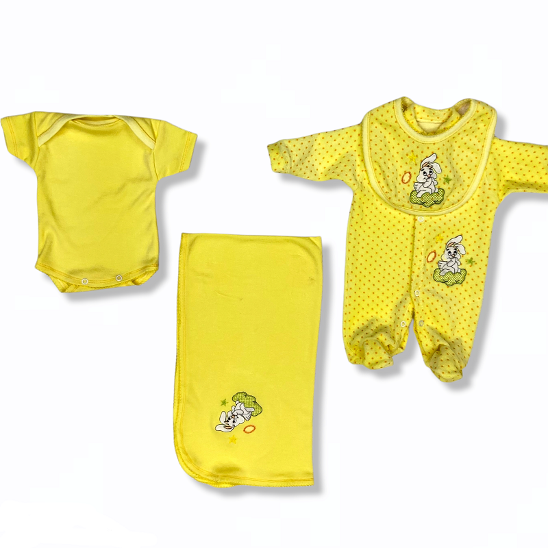 Set de bienvenida para bebé, incluye mameluco y cobija