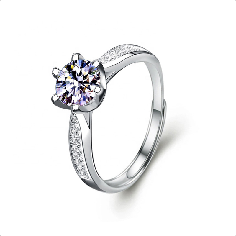 Anillo De Compromiso VAROURO  Plata 925 Moissanita 1.0ct | Ajustable