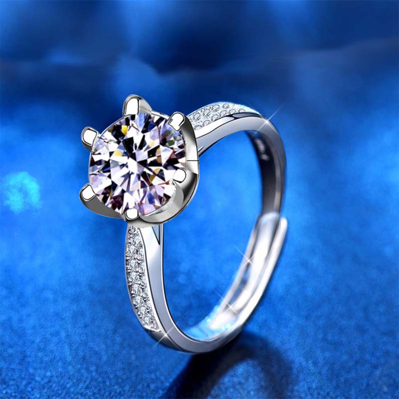 Anillo De Compromiso VAROURO  Plata 925 Moissanita 1.0ct | Ajustable