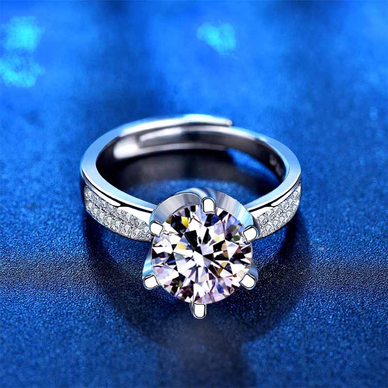 Anillo De Compromiso VAROURO  Plata 925 Moissanita 1.0ct | Ajustable