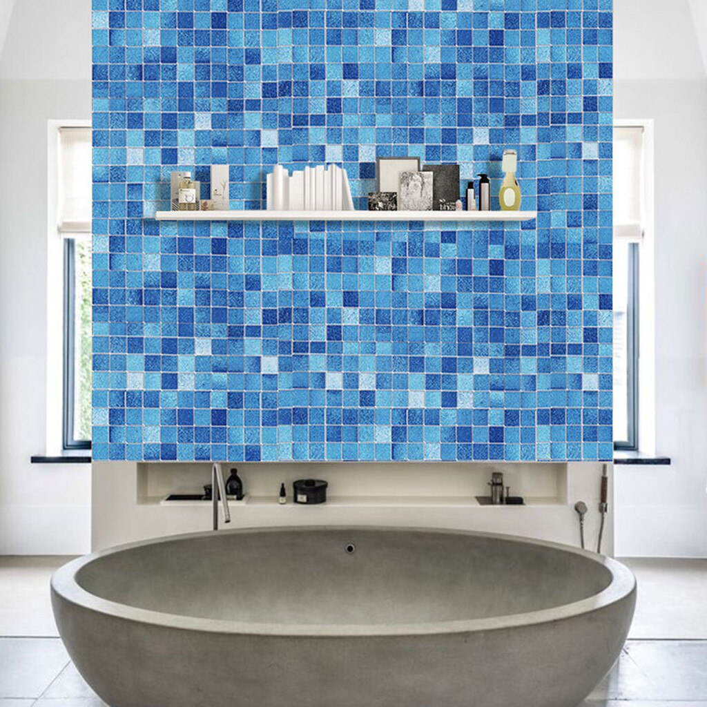 PAPEL TAPIZ ADHERIBLE COSINA AZULEJOS AZUL 2m X 45cm TP55