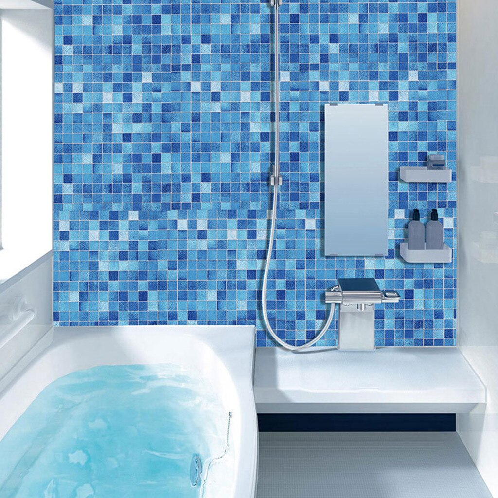 PAPEL TAPIZ ADHERIBLE COSINA AZULEJOS AZUL 2m X 45cm TP55