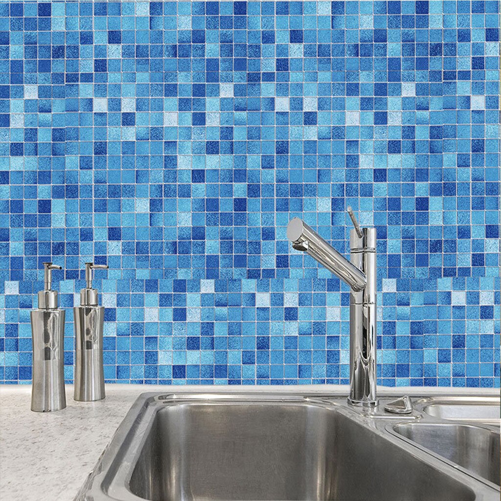 PAPEL TAPIZ ADHERIBLE COSINA AZULEJOS AZUL 2m X 45cm TP55