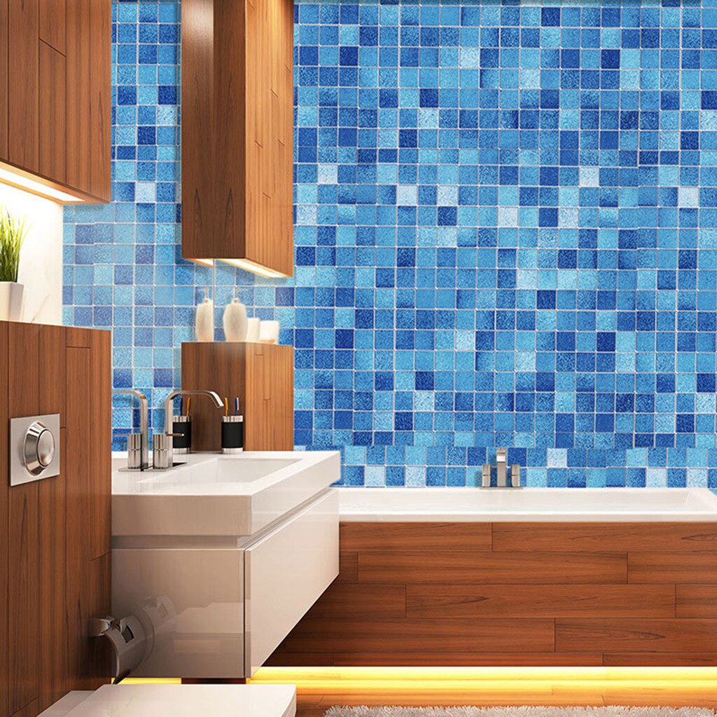 PAPEL TAPIZ ADHERIBLE COSINA AZULEJOS AZUL 2m X 45cm TP55